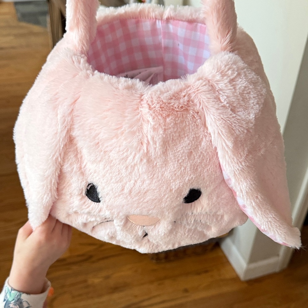 Pink Bunny Plush Easter basket